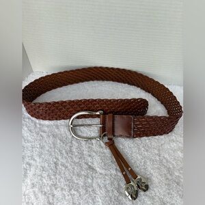 MICHAEL KORS Wide Braided Brown Leather Belt with Dangling Charms Size Medium